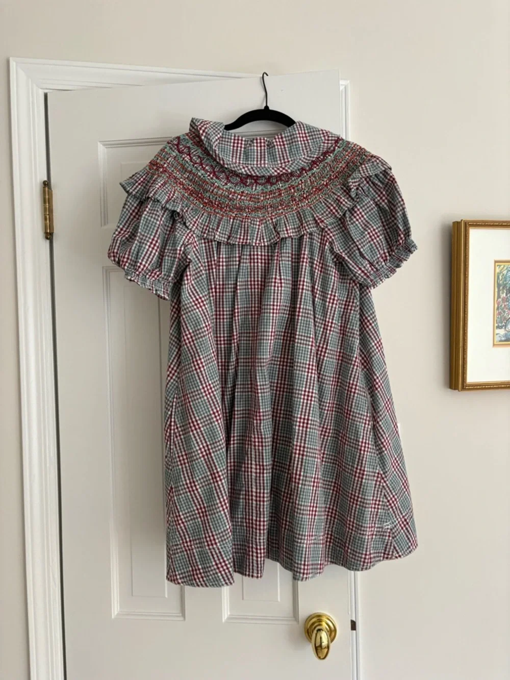 Anthropologie Pilcro Short-Sleeve V-Neck Smocked Babydoll Mini Dress - Picture 3 of 5
